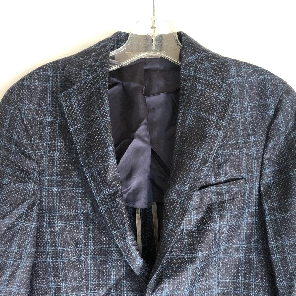 Jack Victor Blazer Mens 36S Blue Plaid Super 130s Wool Sport Coat Jacket Canada